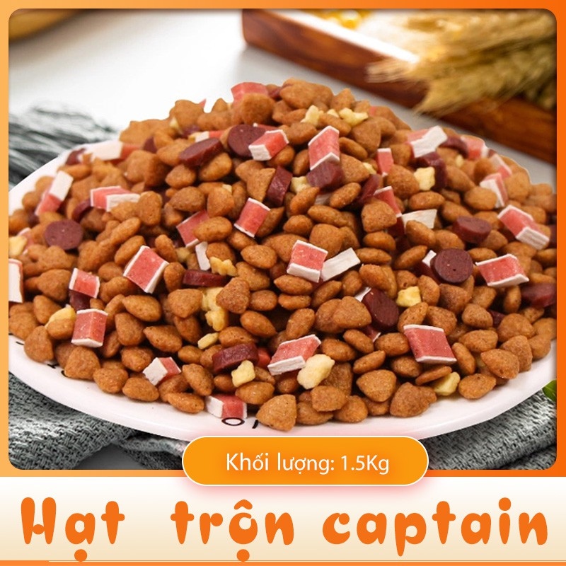 Hạt trộn pho mai thịt bò cá hồi CAPTAIN cho chó túi 1.5Kg - Hạt thức ăn cho chó nhỏ và chó trưởng thành