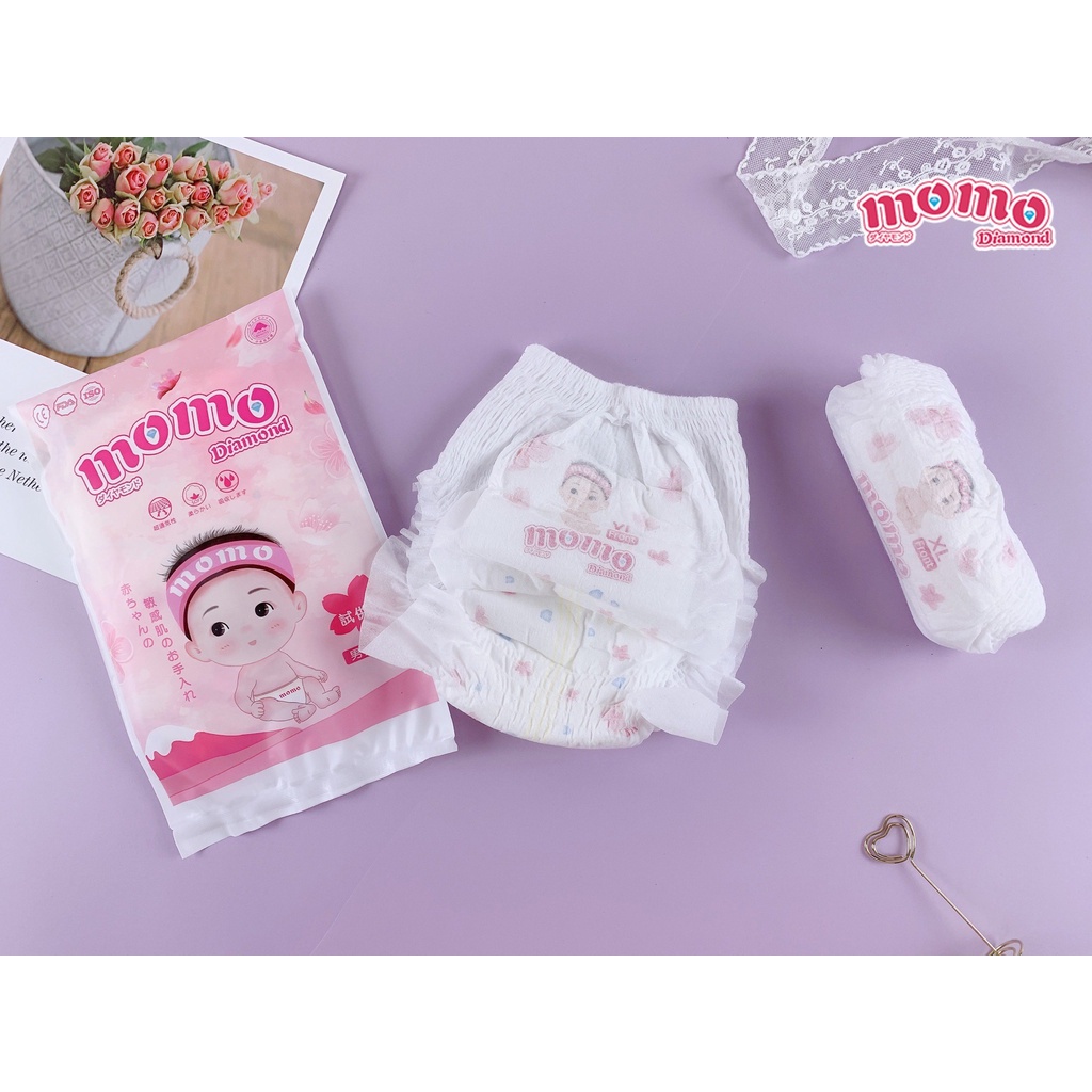 Bỉm tã dán/quần momo diamond hoa anh đào đủ size cho bé