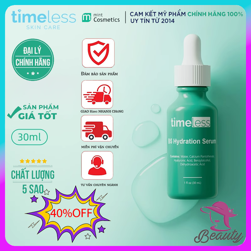 Tinh Chất Timeless Vitamin B5，Serum Cấp Nước Phục Hồi Da Timeless Vitamin B5 30ml Giúp Cấp Nước Phục Hồi Da