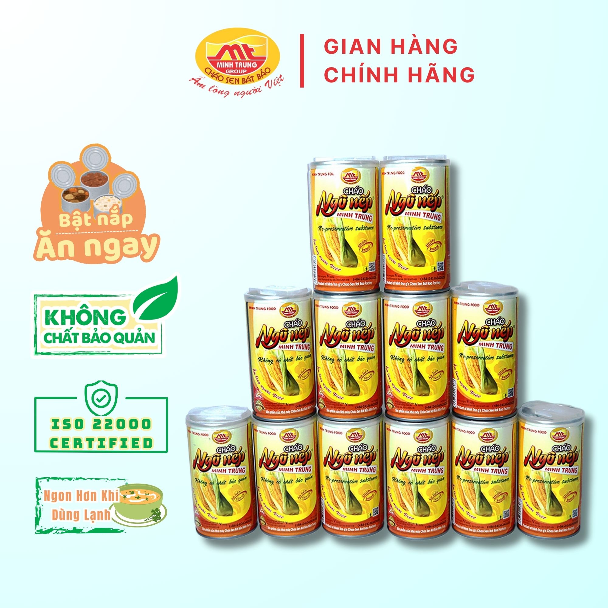 Cháo ăn liền ngô nếp Minh Trung set 12 lon