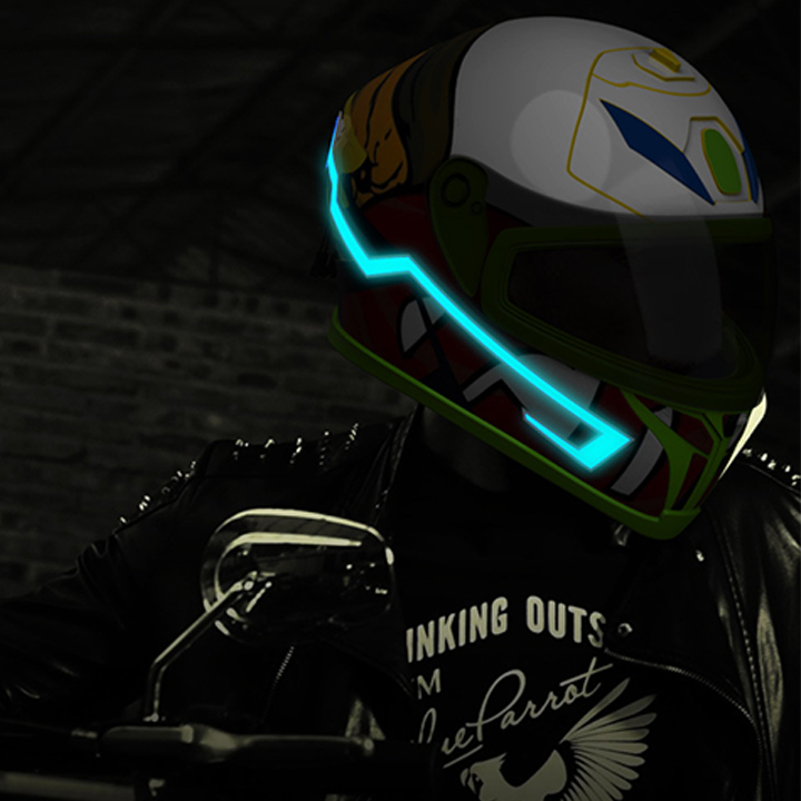 Đèn led gắn mũ bảo hiểm fullface, đèn led dán trang trí nón bảo hiểm cảnh báo ban đêm an toàn