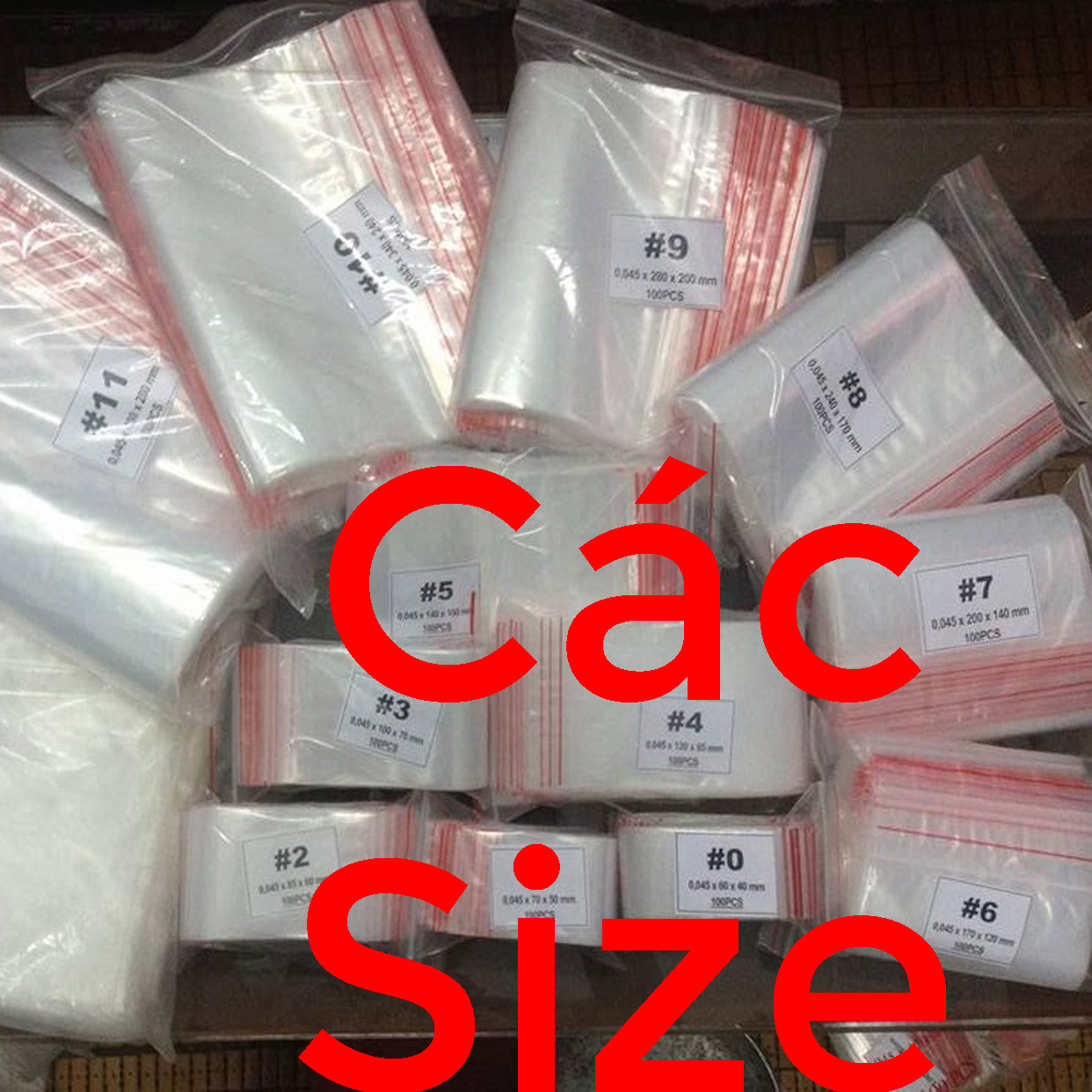 Túi Zip Chỉ Đỏ các Size - Đựng đa năng / nhieuthuhay88