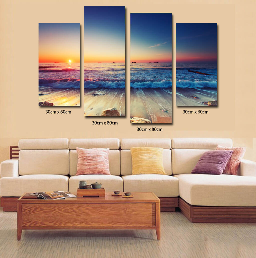 Tranh treo tường hiện đại đại dương mênh mông in trên canvas có khung trang trí phòng khách, phòng ngủ