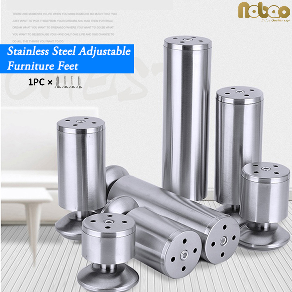 Nobao Thép Không Gỉ Có Thể Điều Chỉnh Đồ Chân Inox Dày Dặn Sofa Chân Kim Loại Chải Chân Tủ Cao Chịu Lực Đồ Nội Thất chiều Cao Chân Tủ Tivi Chân Bàn Chân Đồ Bàn Chân
