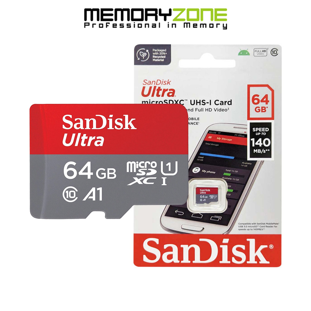 Thẻ nhớ MicroSDXC SanDisk Ultra A1 64GB 140MB s SDSQUAB-064G-GN6MN