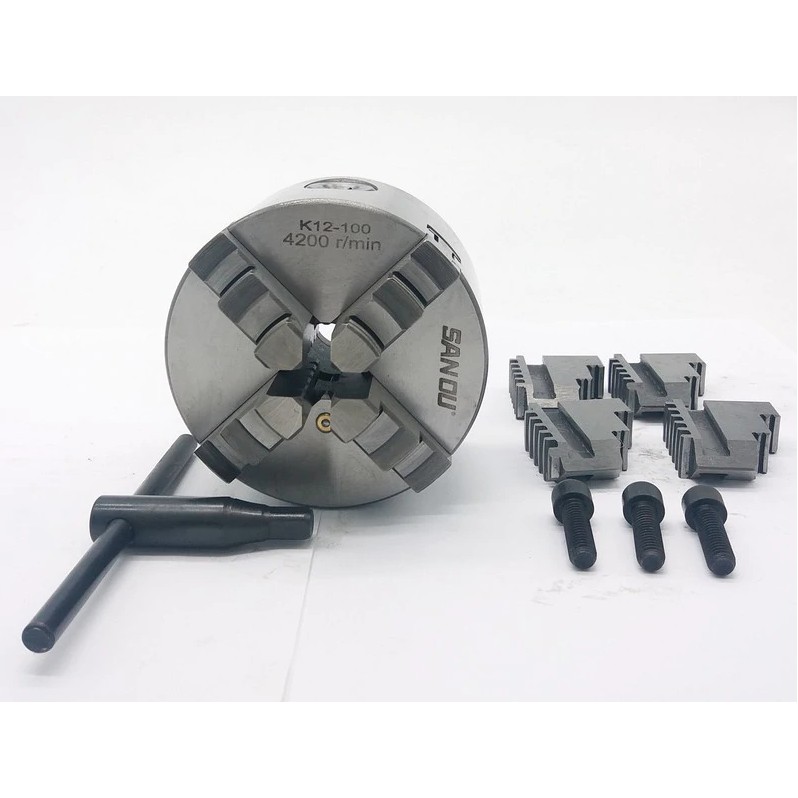 [ Lathe Chucks ] Mâm cặp máy tiện mini 4 chấu tự định tâm Sanou K12-100mm