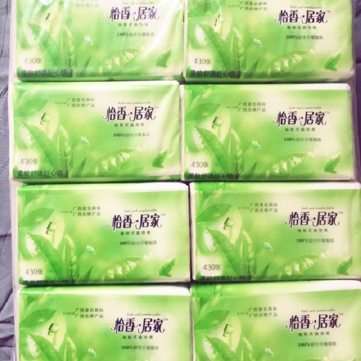 Giấy rút trà xanh hàng nội địa Trung 1 bịch gồm 8 gói nhỏ có 430 tờ