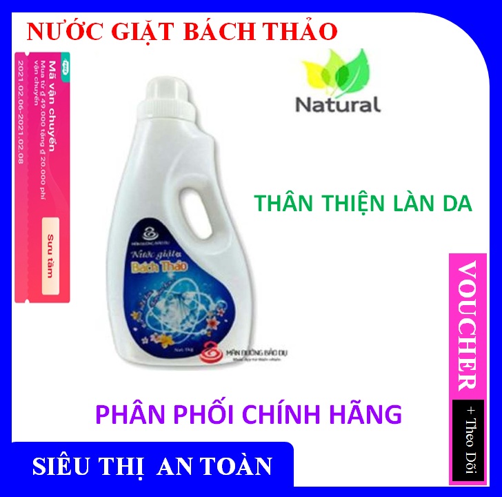 Can 1kg -Nước giặt máy , giặt tay Bách Thảo chiết xuất từ thiên nhiên -  thân thiện làn Da - Phân phối chính hãng