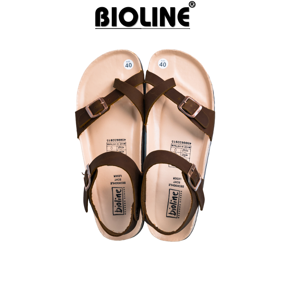 Dk14 - sandal birken đế trấu bioline official thiết kế unisex quai xỏ ngón da bò