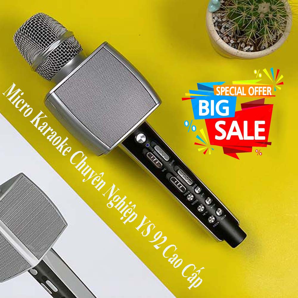 [HCM][SALE HOT-VINETTEAM] Micro Karaoke Chuyên Nghiệp YS 92 Micro Karaoke Bluetooth 3 Trong 1 Âm Thanh Cực Đỉnh - Hát Cực Hay Âm Bass Cực Ấm Mic Bắt Giọng Cực Tốt Hỗ Trợ Kết Nối Usb Thẻ Nhớ Cổng 3.5 Bảo Hành 12 Tháng.