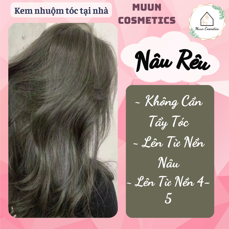 Thuốc Nhuộm Tóc Nâu Rêu (Tặng Kèm Oxy Trợ Nhuộm và Chụp Tóc, Bao Tay)