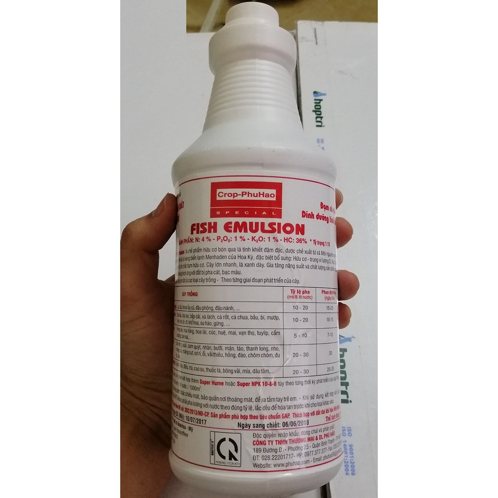 Phân đạm cá Fish Emulsion 1lit USA_Phân bón hữu cơ Đạm Cá Cô Đặc Humate humic Mỹ