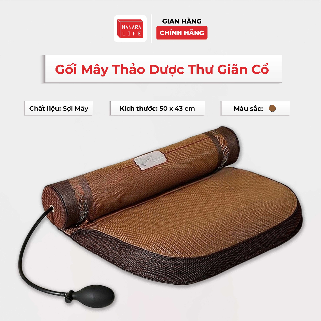 Gối Mây Thảo Dược Nanara Life Thư Giãn Cổ, Chống Mỏi Vai Gáy, Thơm Nhẹ, Êm Dịu