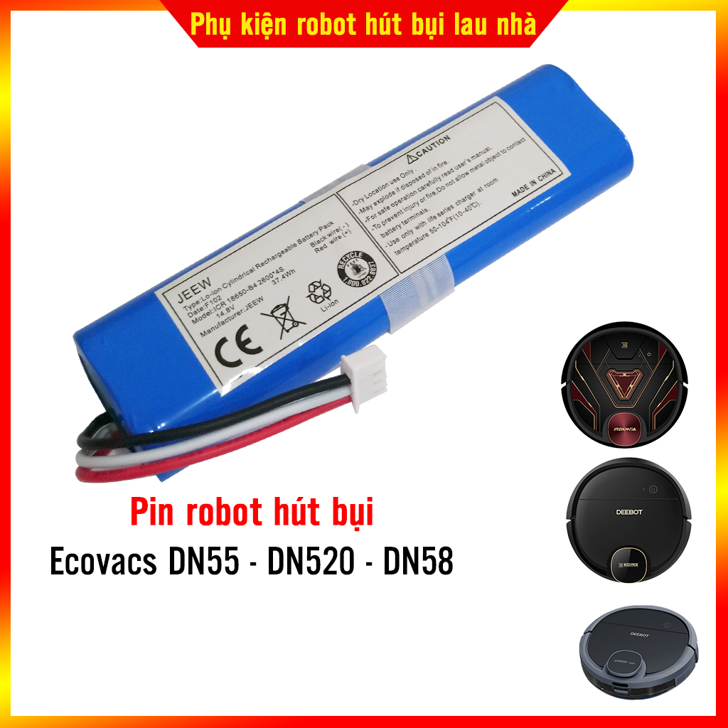 Pin robot hút bụi Ecovacs DN55, DN520, DN58 - Bảo hành 3 tháng (LỖI 1 ĐỔI 1)