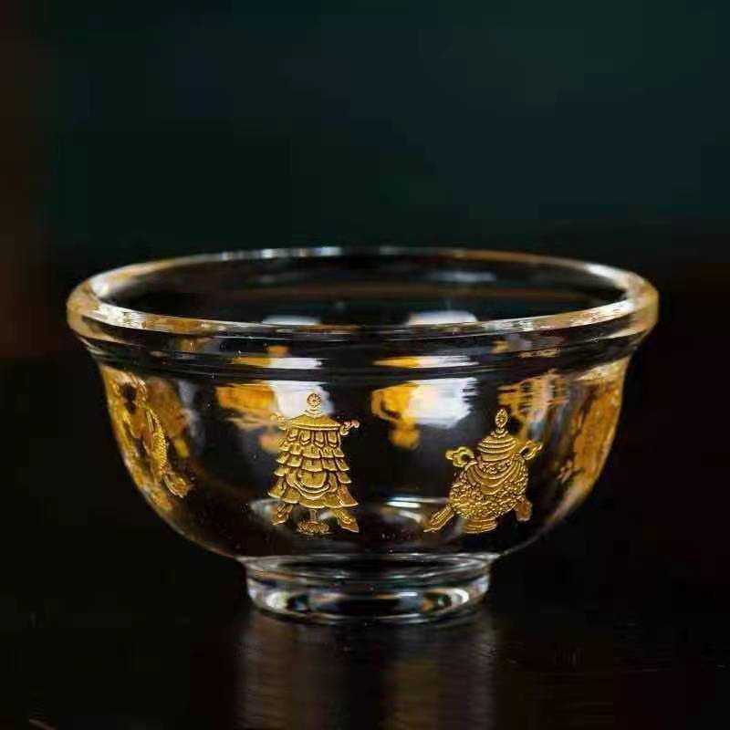 Chén pha lê 8 cát tường 7 cm