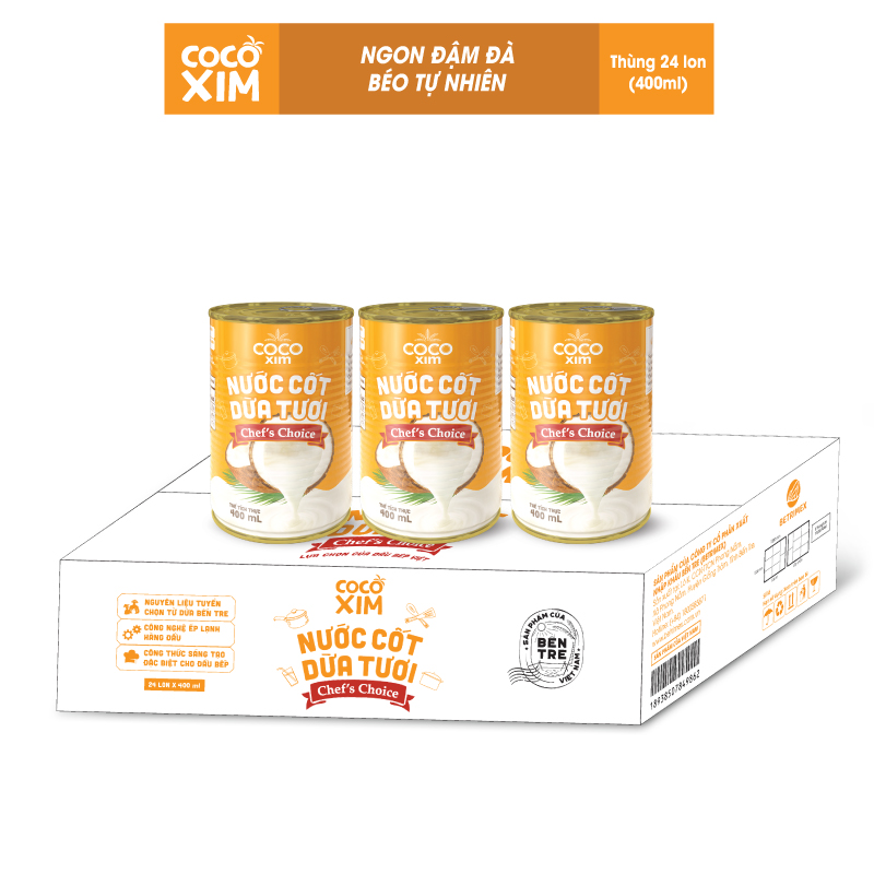 Combo 3 Lon Nước cốt dừa Chef's Choice Cocoxim 400ml/lon