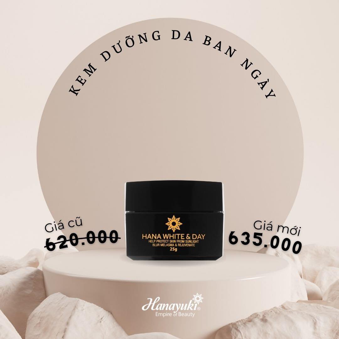 Chính hãng Hanayuki Date 2026- Kem ban ngày Dưỡng trắng da chống nắng Hana White Day Hanayuki