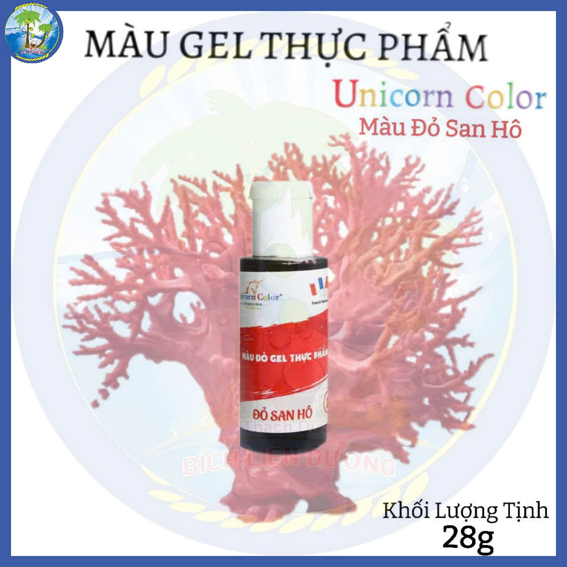 [Chai 28g] Màu đỏ san hô_Màu thực phẩm dạng gel hiệu Unicorn Color