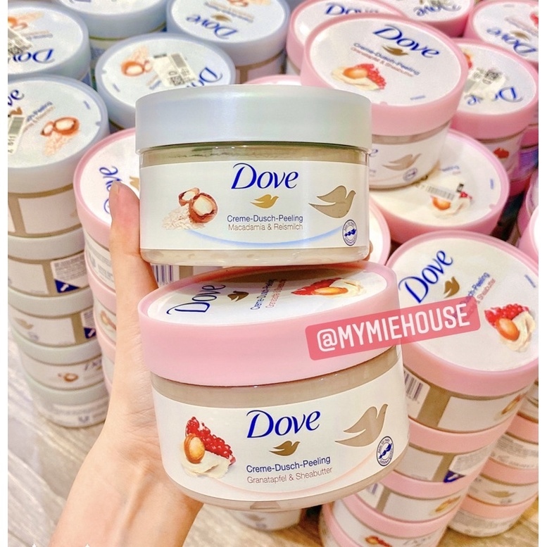 ♀✻  TẨY TẾ BÀO CHẾT DOVE POMEGRANATE SEEEDS   SHEA BUTTER / MACADAMIA RICE MILK EXFOLIATING BODY POLISH