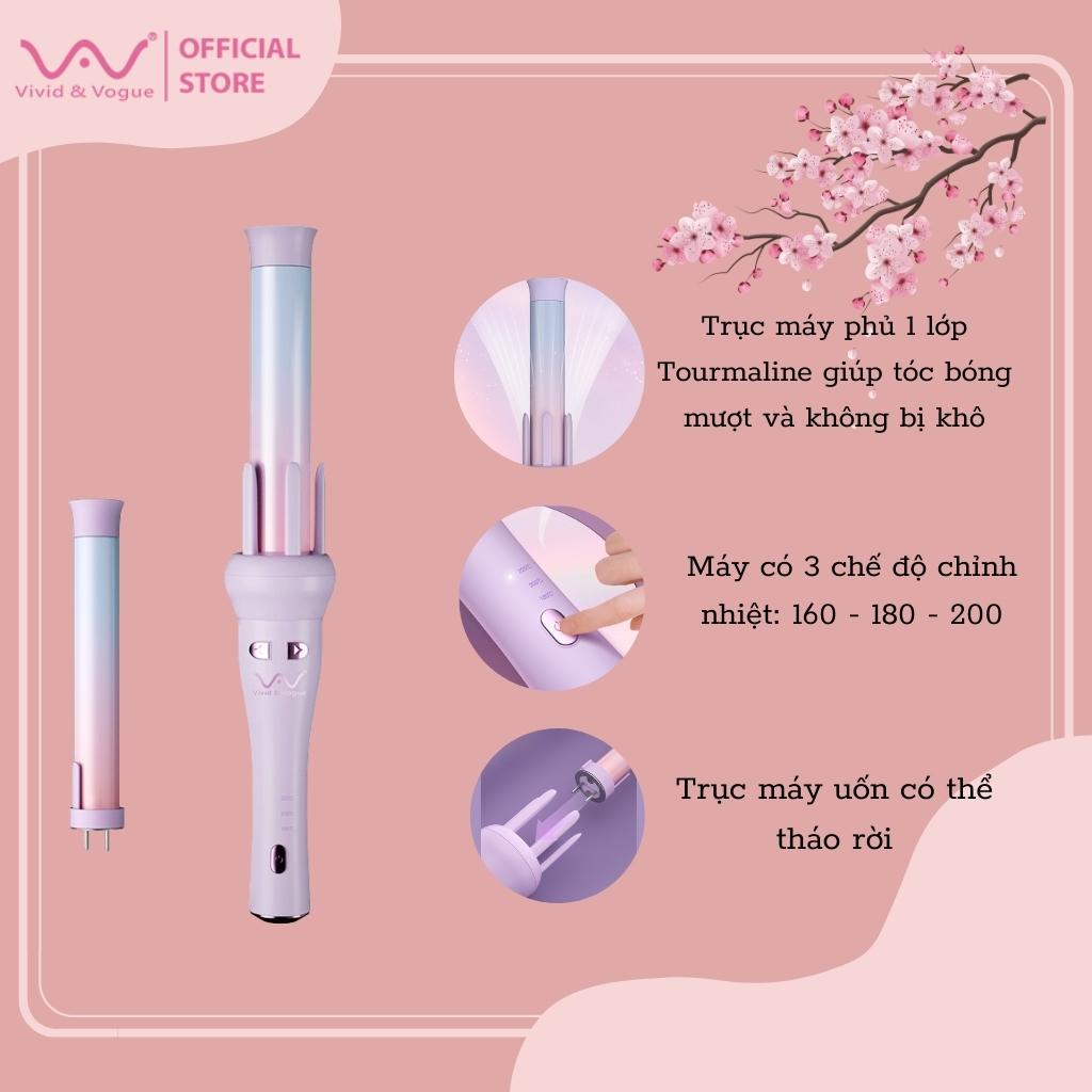 Máy uốn tóc xoăn tự động Vivid Vogue version 4 trục 25/32mm màu tím - Mimi Máy Làm Tóc