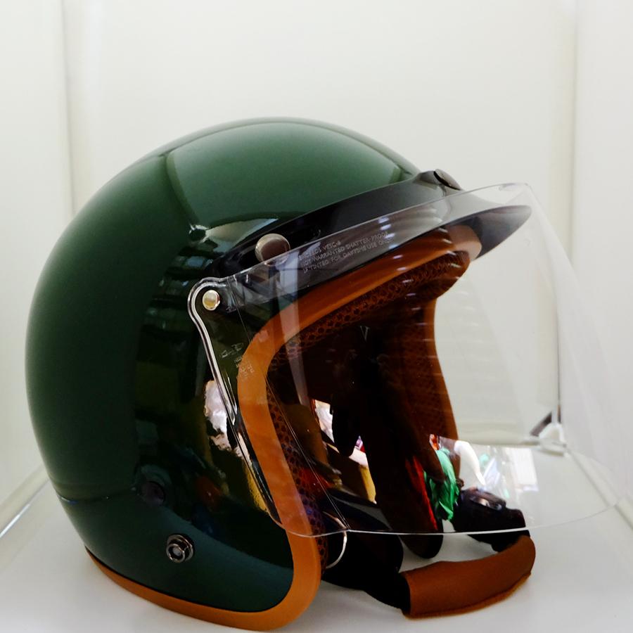 [HCM]MŨ BẢO HIỂM 3/4 (XANH RÊU) SƠN BÓNG LÓT NÂU KÈM KÍNH FULL FACE  ĐẠT CHUẨN-CAO CẤP-AN TOÀN