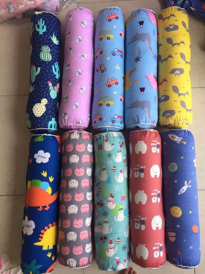 Bộ 2 chiếc Gối ôm dài, tròn cho người lớn và trẻ em chiều dài 1m ruột gòn cao cấp êm ái không lún xẹp