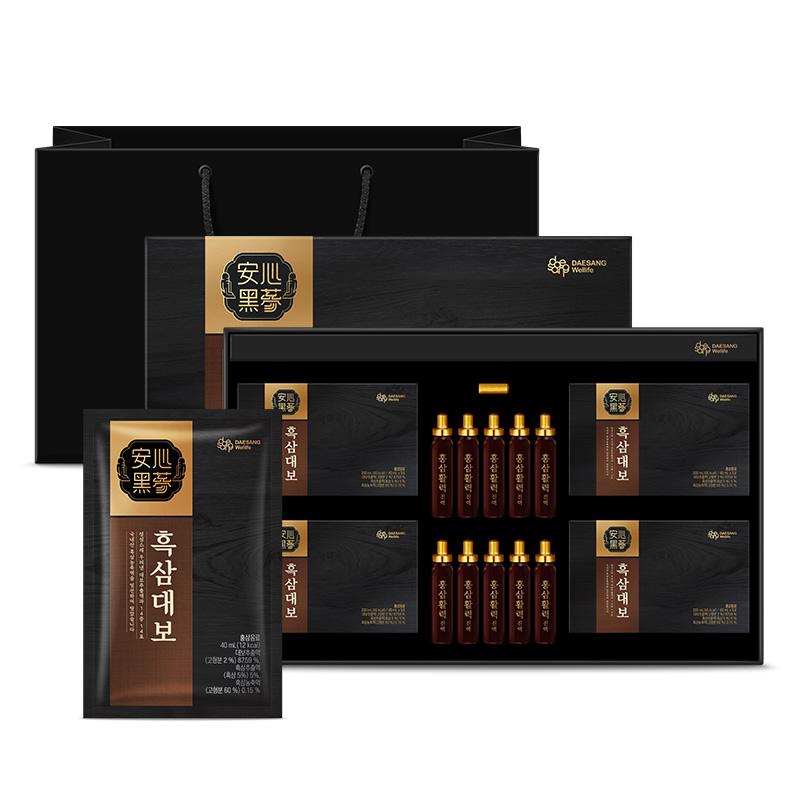 Nước Hồng sâm & Hắc sâm Daesang Wellife Hàn Quốc Black Ginseng Royal Treasure Vital Plus Set 20ml x 10chai + 40ml x 20gói