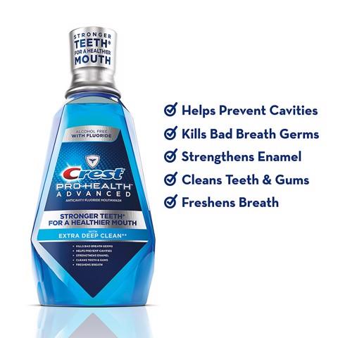 Nước Súc Miệng Cao Cấp Crest 3D Pro Health Advantage Stronger Teeth For A Healthier Mouth With Extra Deep Clean 1000ml của Mỹ
