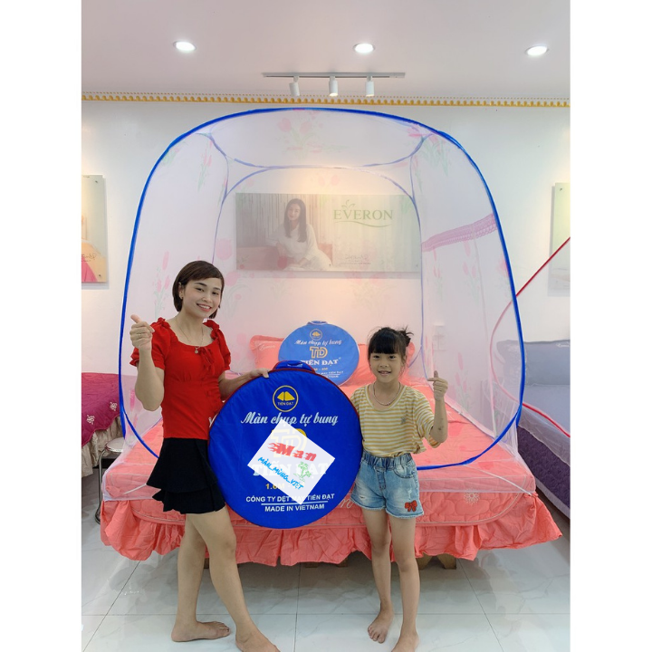 Màn chụp tự bung đỉnh rộng 2 cửa mùng chụp đỉnh rộng 2 cửa 2m2x2m
