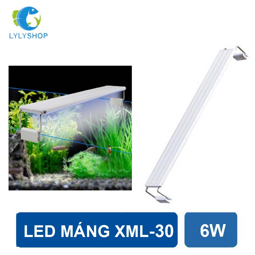 Đèn LED Bể Cá XML-30 6W Ánh Sáng Trắng, Kẹp Thành Hộ Thủy Sinh Mini/Nano