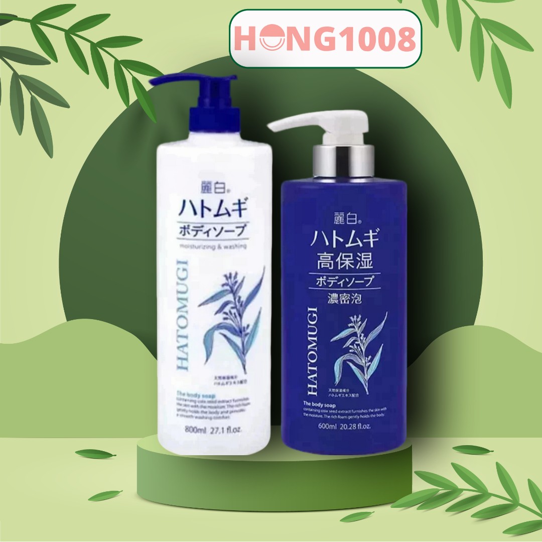 [Hoàn tiền 20%] Sữa Tắm Ý Dĩ Hỗ Trợ Trắng Da Giữ Ẩm Hatomugi Nhật Bản 800ML The Body Soap - Moisturizing & Washing - Shop Hong1008