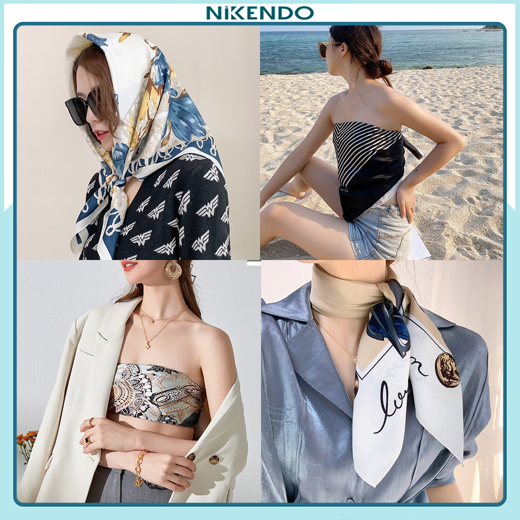 Khăn Bandana - Khăn lụa vuông 70 x 70 cm - Khăn lụa Nikendo  KL2