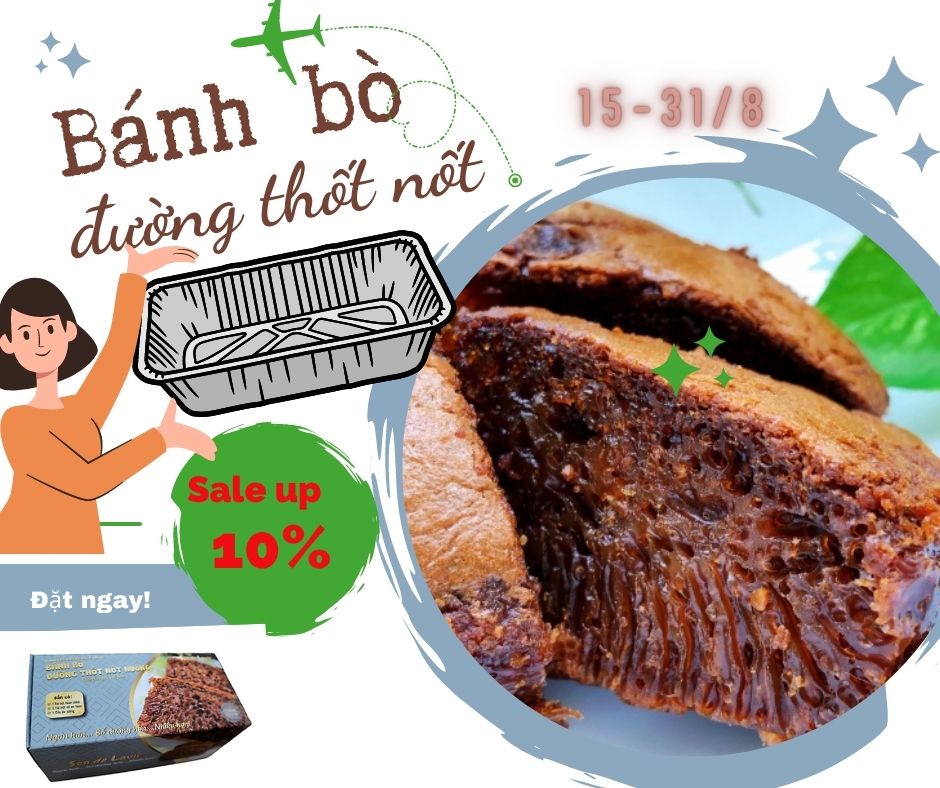 Combo bột Bánh bò đường thốt nốt nướng có kèm khuôn nhôm dùng một lần - Nướng được trong nồi chiên k