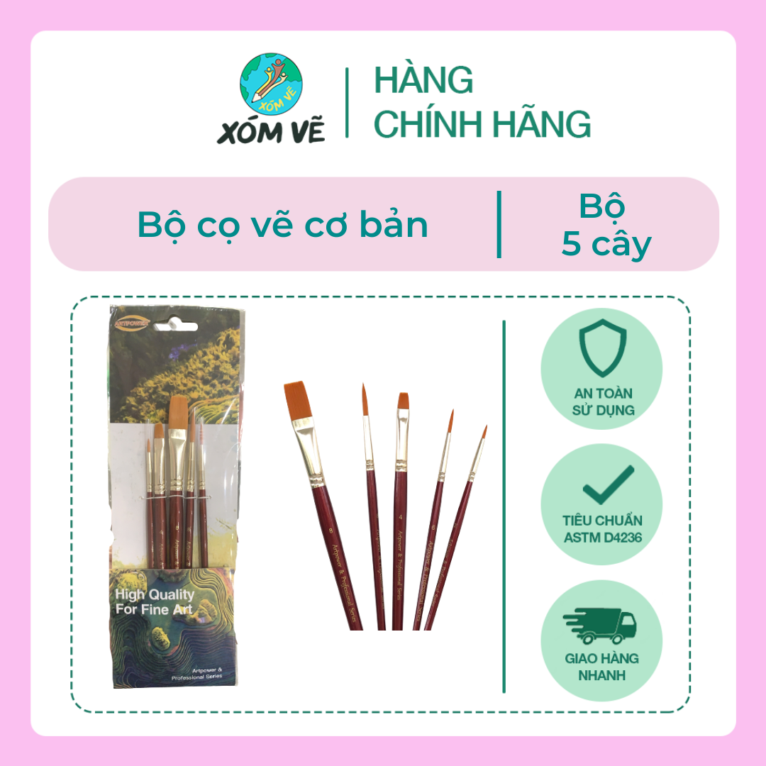 Bộ cọ vẽ cơ bản set 5 cây