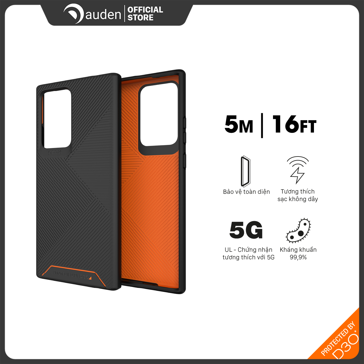 Ốp lưng chống sốc Gear4 D3O Battersea 5G 5m cho Samsung Galaxy Note 20 Ultra 5G - Black - 702006020 - Dâu Đen Store
