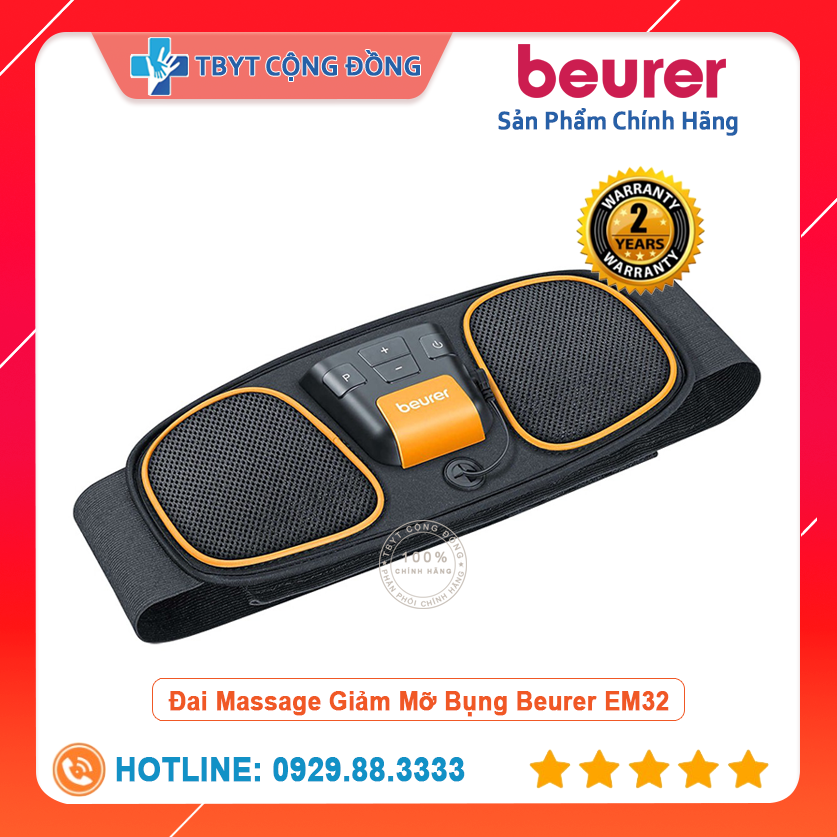 Đai massage giảm mỡ bụng beurer em32 - hàng chính hãng