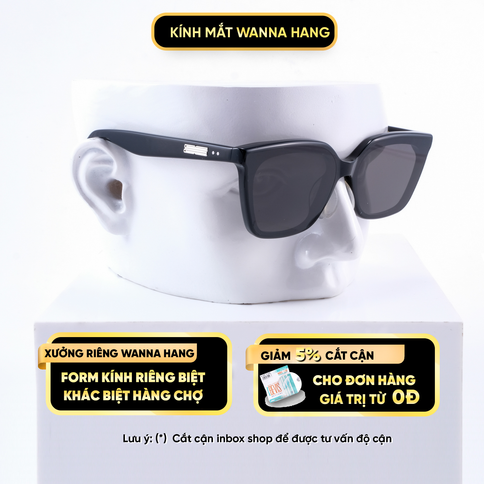 Kính râm thời trang MONDO đẹp nam nữ mắt vuông cao cấp chống chói chống tia UV Wanna Hang WHGM179