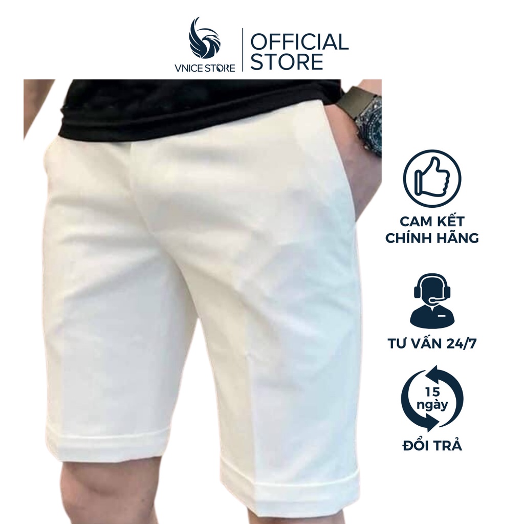 Quần short nam vải cotton co giãn nhẹ dáng công sở tây âu VNICESTORE