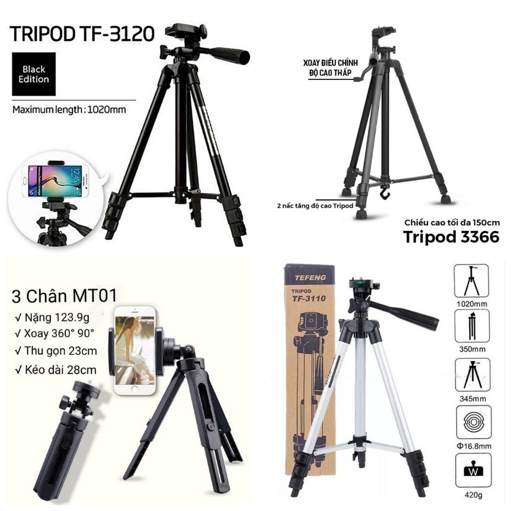 ▩✿☋  Giá Đỡ Tripod Cây Chụp Hình Tự Sướng   Gậy Chụp Ảnh 3 Chân 3110 và 3120 kết hợp Remote tương thích với nhiều dòng máy
