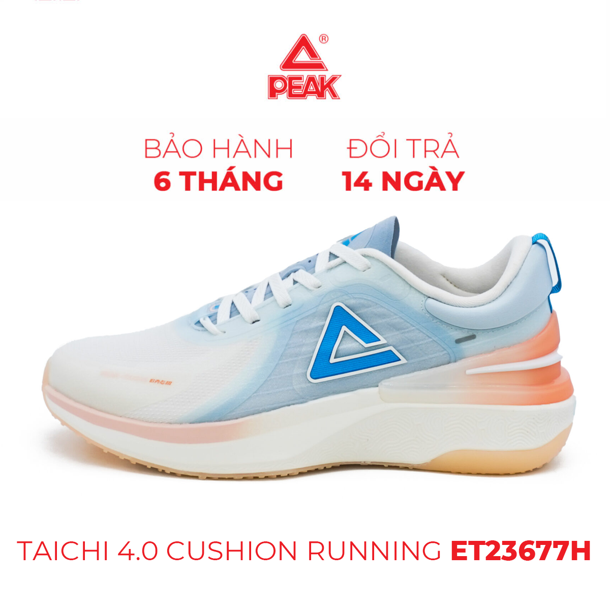 Giày chạy bộ nam nữ peak taichi 4.0 cushion running et23677h