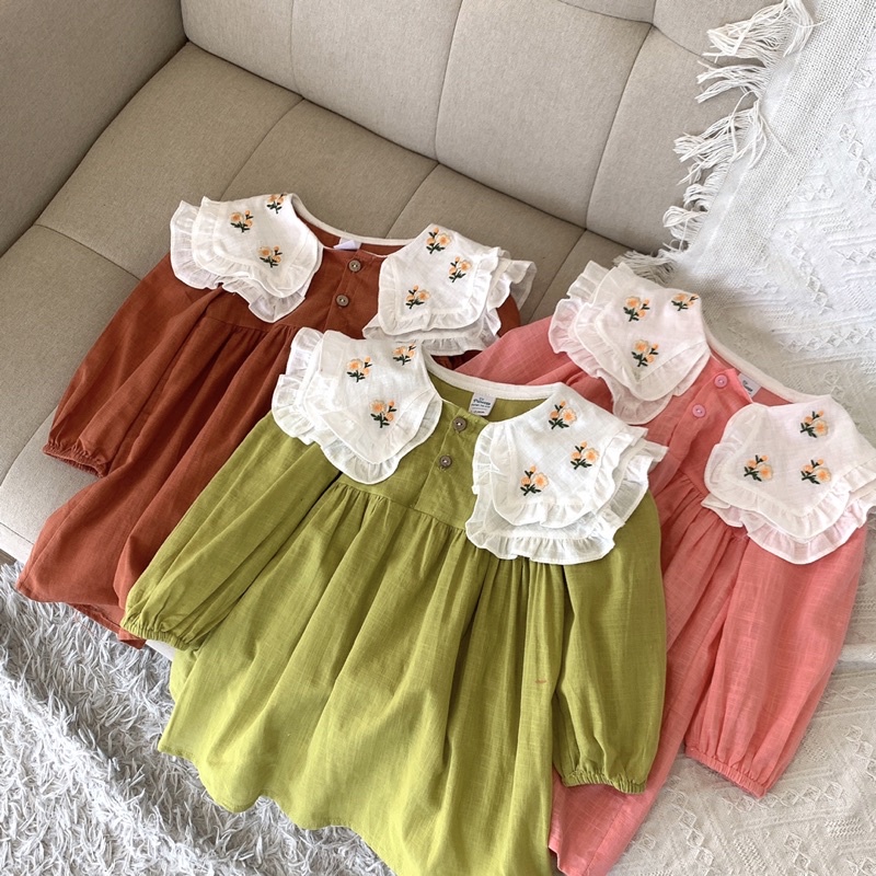 Váy xòe cổ cách điệu lục giác o.p kids