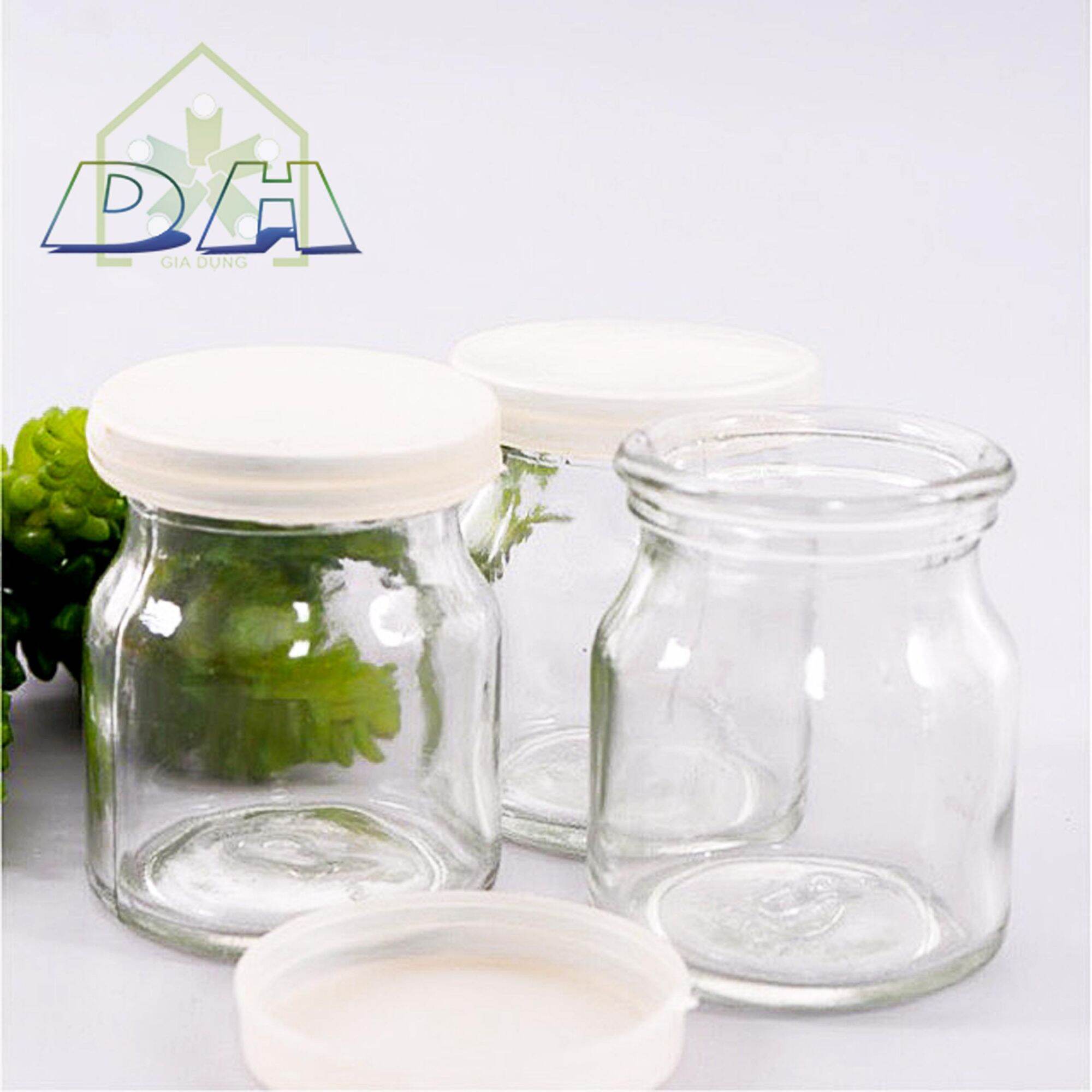 Com bo 12 hũ thủy tinh có nắp 200 ml cao 8 cm rộng 6,5 cm