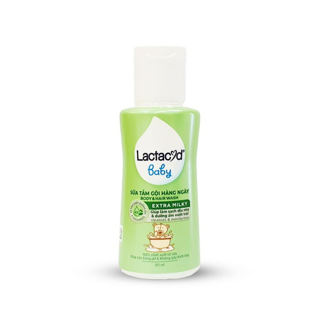 5 Chai Sữa tắm gội ngừa rôm sảy cho bé Lactacyd BB 60ml- Hàng Tặng