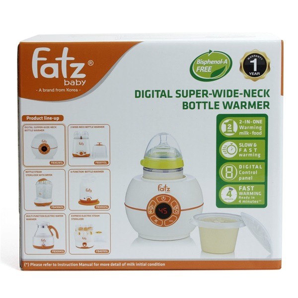 Máy hâm sữa điện tử bình cổ siêu rộng Fatzbaby FB3028SL