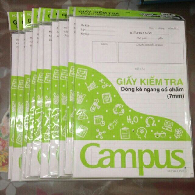 Giấy kiểm tra cấp 2 Campus kẻ ngang có chấm kẻ ngang không chấm