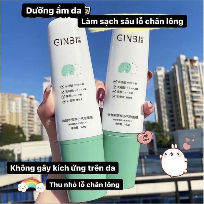 Mặt Nạ Sủi Bọt Thải Độc GINBI Rau Má | Giảm Mụn, Thu Nhỏ Lỗ Chân Lông, Dưỡng Trắng, Dưỡng Ẩm
