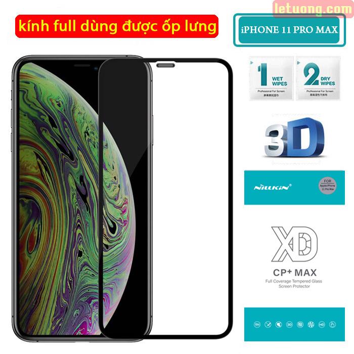 Kính cường lực iPhone 11 Pro Max Nillkin 3D XD CP+ full màn dùng được ốp lưng