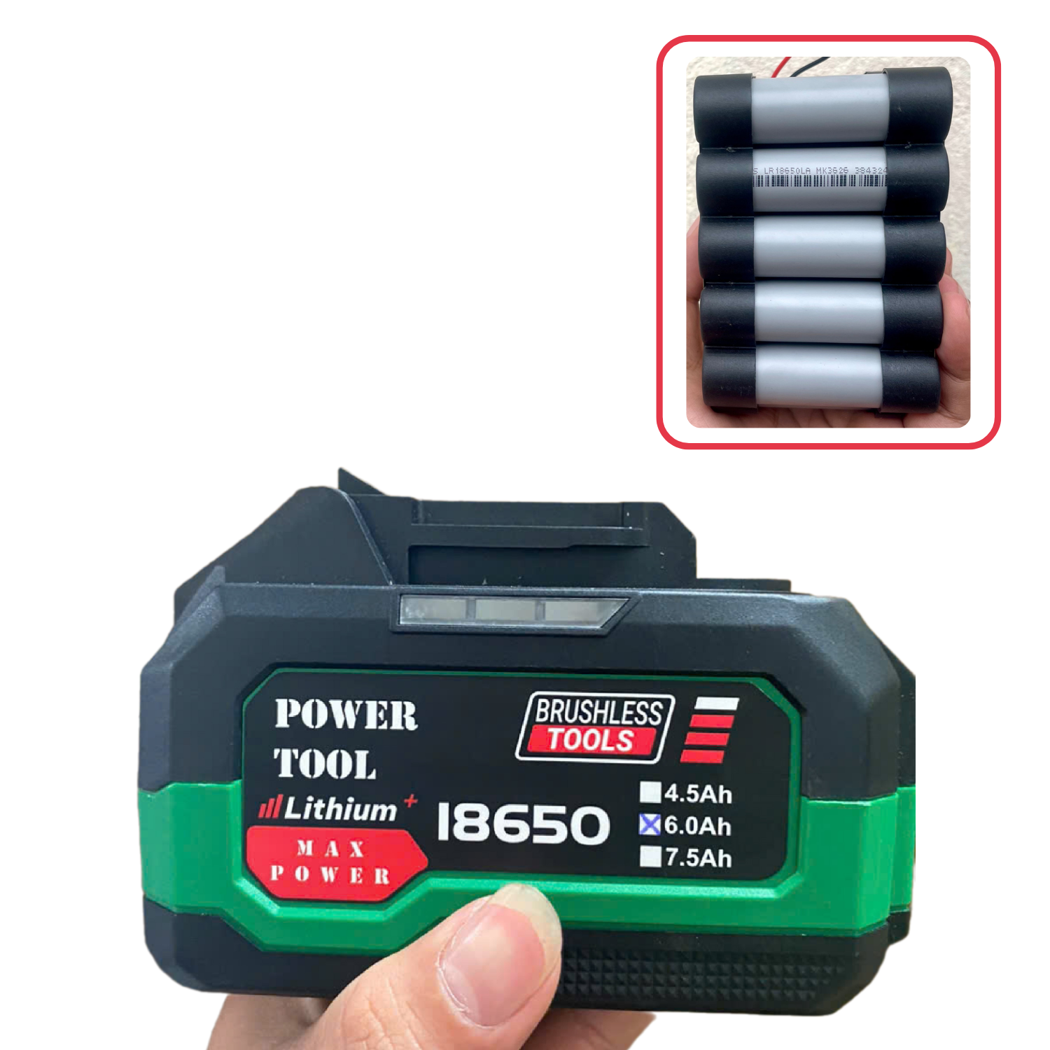 [NGẪU NHIÊN MÀU VỎ] Pin Đóng 15 Cell POWER TOOL Dung Lượng 6Ah  Dùng Cho Máy khoan, Máy Mài, Máy Đục Bê Tông,... Chân Phổ M21 Thông Bảo Hành 6 Tháng