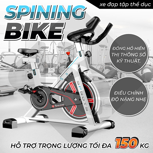 BG- Xe đạp tập thể dục S500 2 màu đen trắng của BG mới có màn hình hiển thị đồng hồ