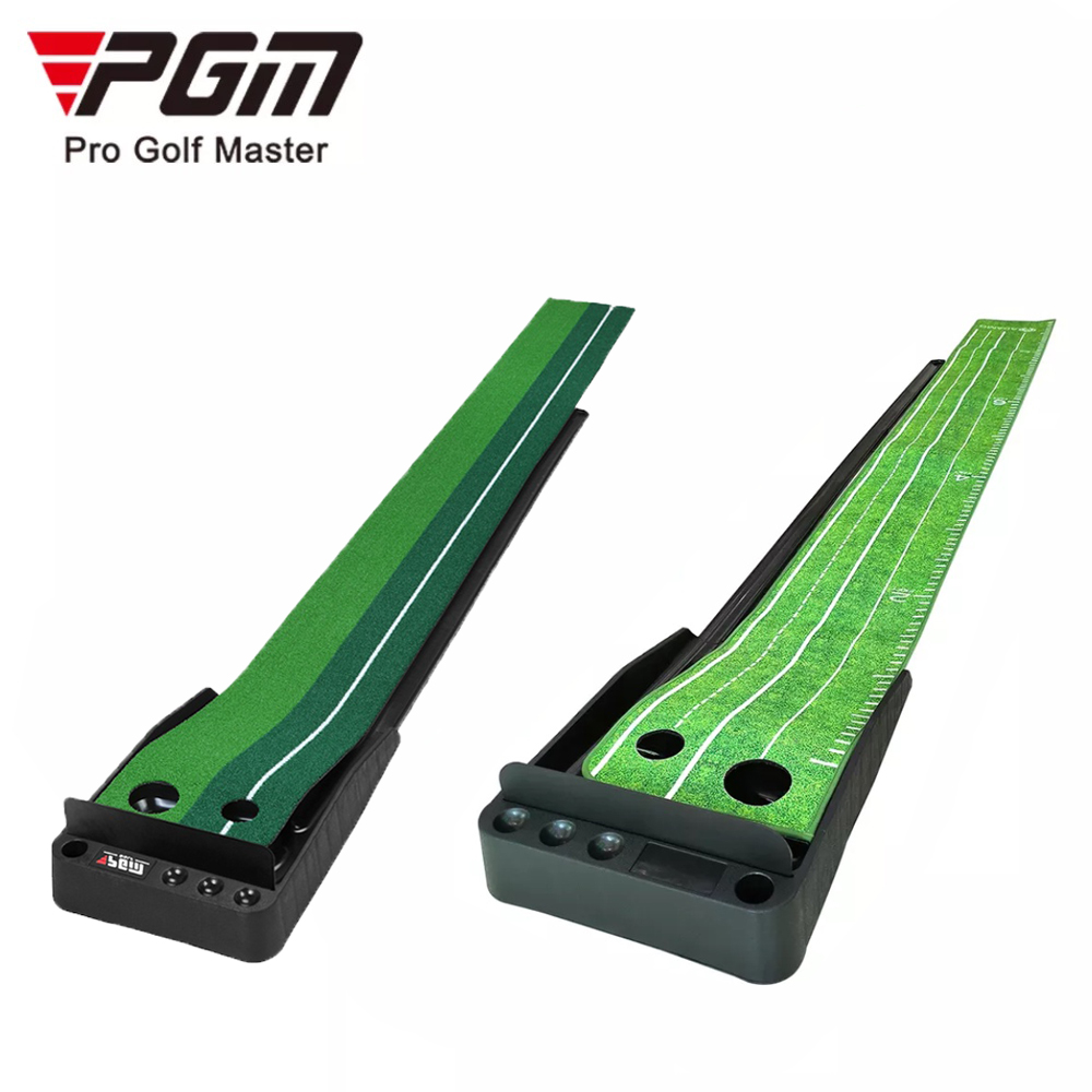 Bộ thảm tập golf putting PGM-TL004-3M: Bản nâng cấp có thanh chắn & ray hồi bóng.